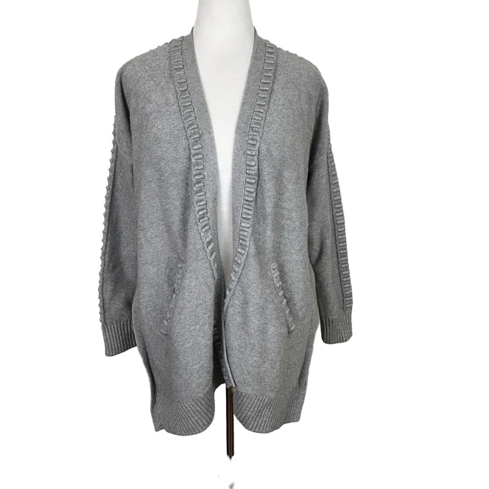WYNNE LAYERS Marla Gray CARDIGAN SWEATER XL 16 18 Oversized Chunky Quiet Luxury